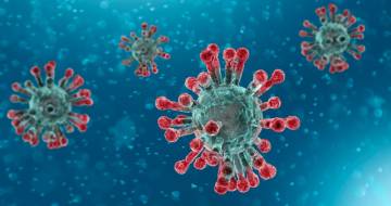 Coronavirus op blauwe achtergrond