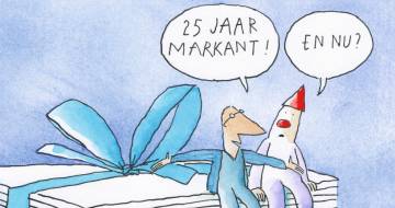 striptekening met de tekst 25 jaar markant en nu?