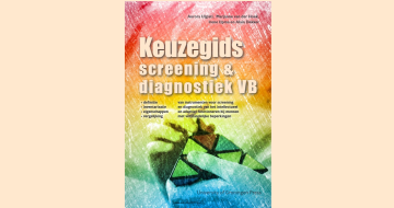 cover van de keuzegids op een beige achtergrond. cover: tekst keuzegids screening en diagnostiek VB met afbeelding van een rubikskubus